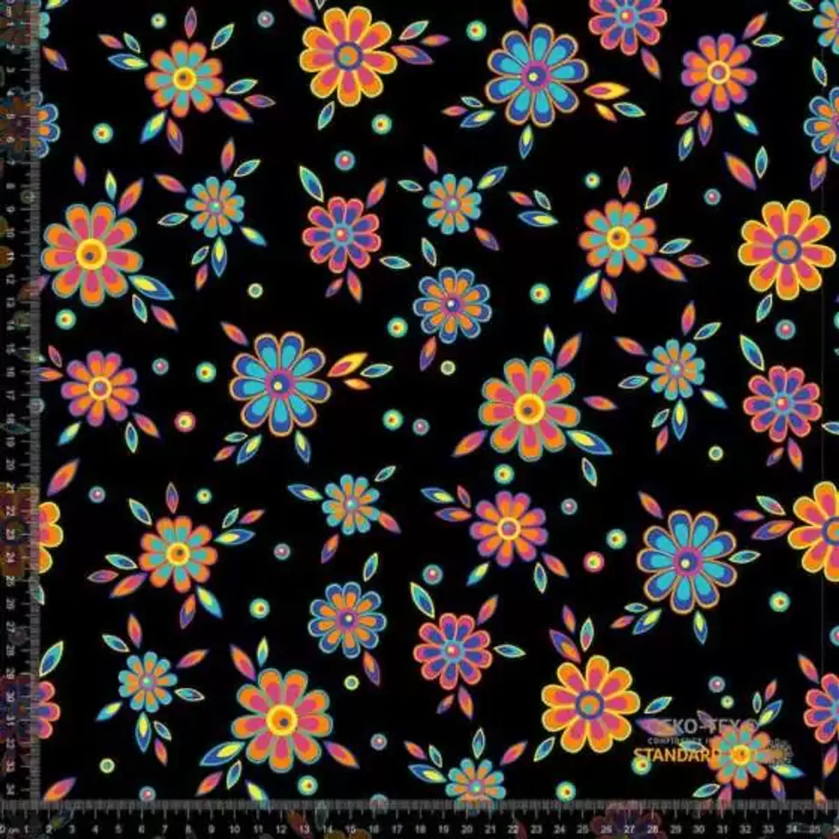 Retro Blomster på Svart